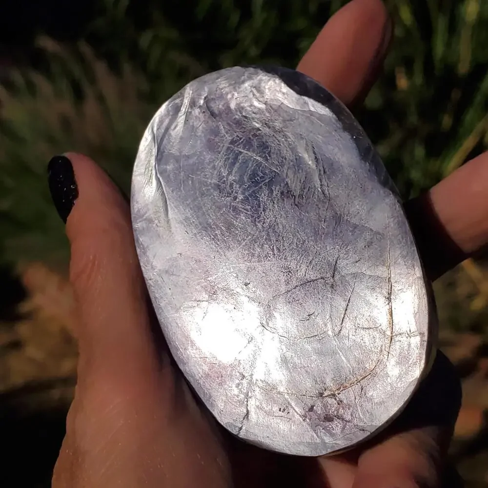 Brazilian Purple Mica Double Side Flash Crystal Palmstone Freeform 132 Grams